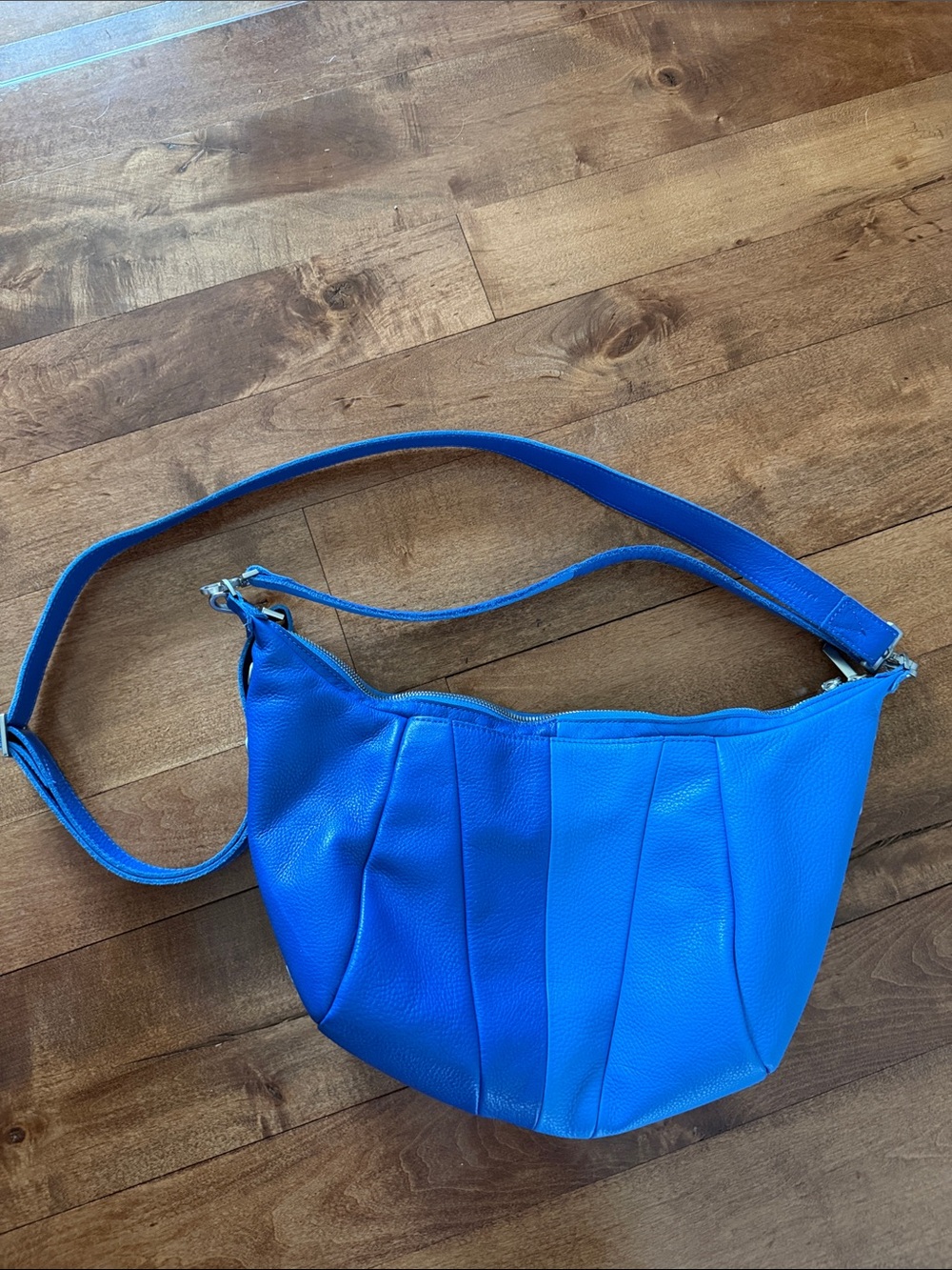 Hammitt Morgan Leather Shoulder Hobo Bag in Blue Color Block